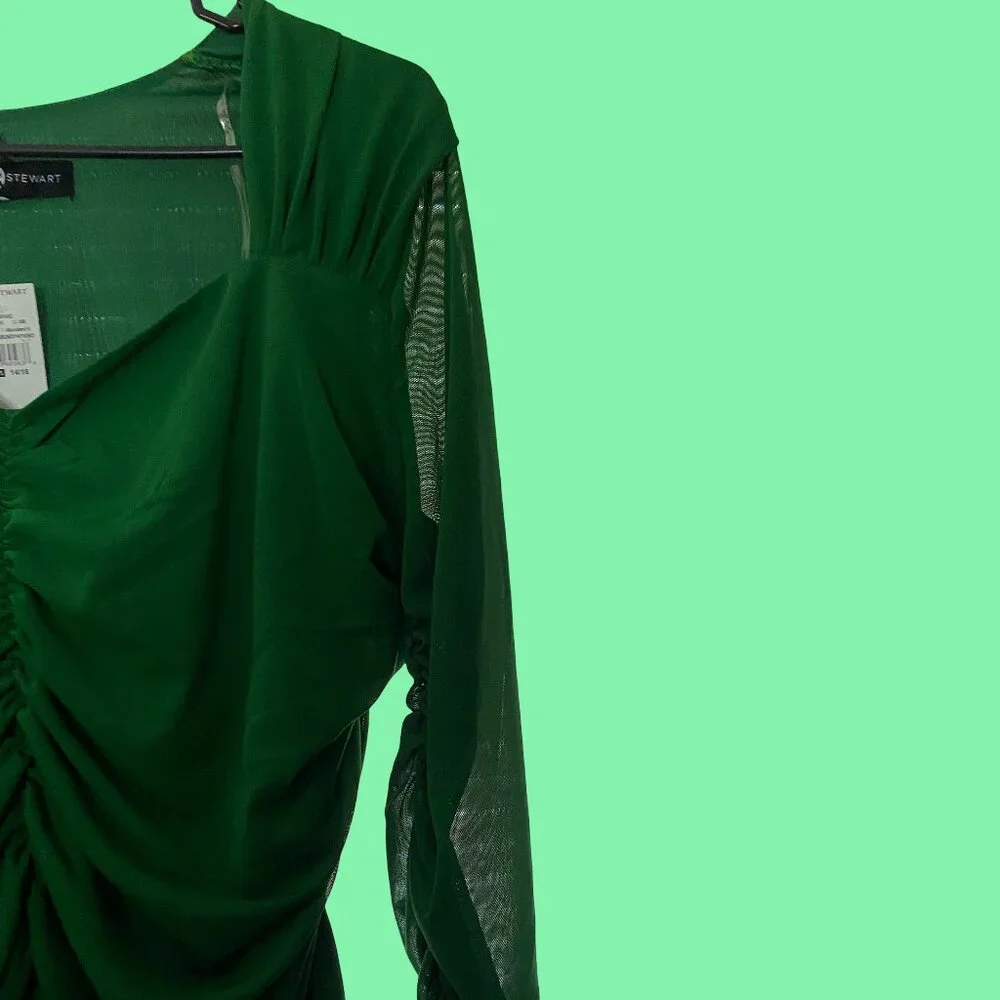 Ashley Stewart Ruche Sweetheart Mesh Top - Picture 4 of 6